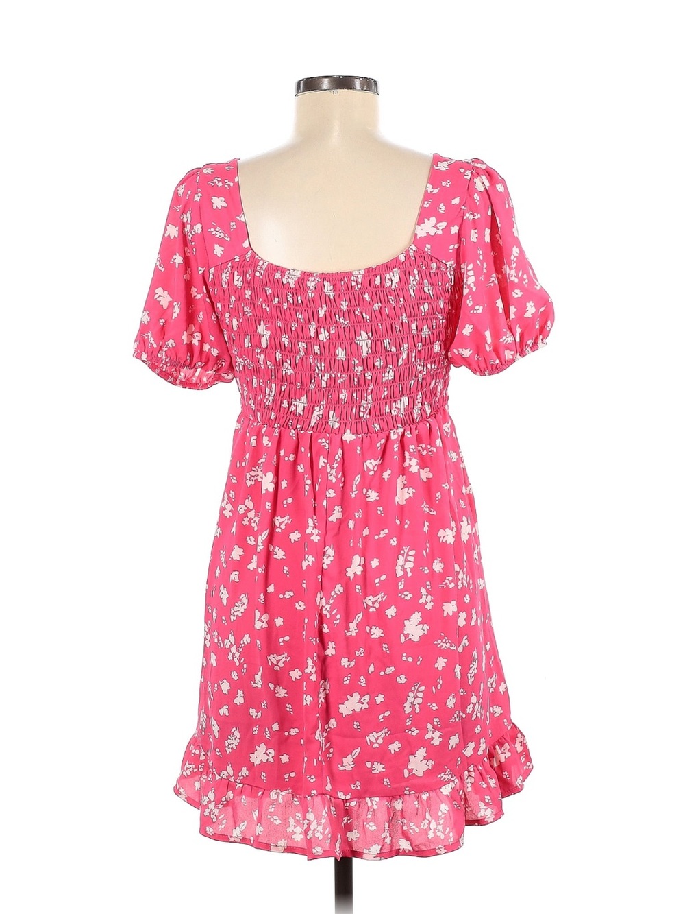 NWOT Sienna Sky Hot Pink Floral Tie-Front Mini Dress - Picture 2 of 4